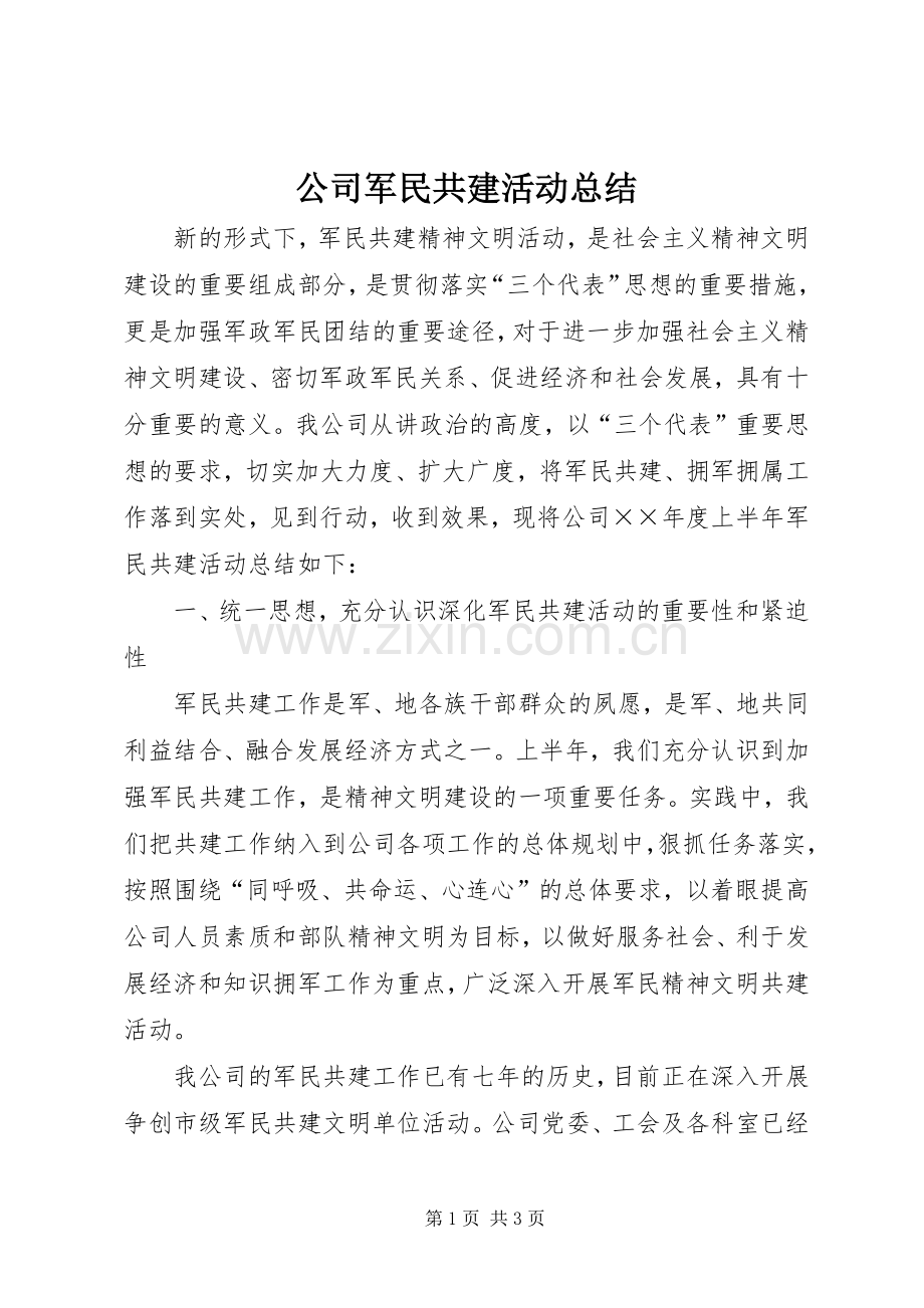 公司军民共建活动总结 .docx_第1页