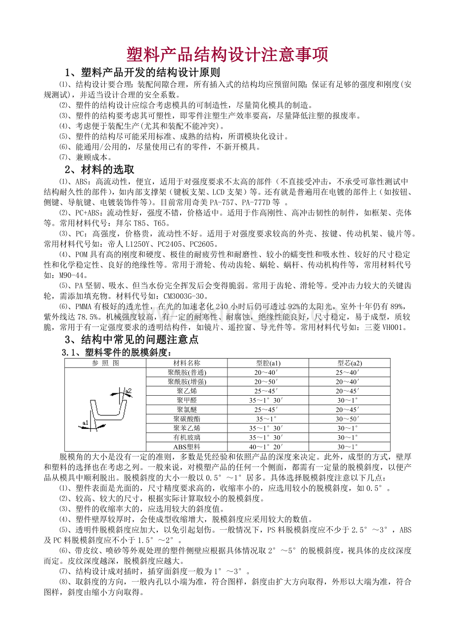 塑料产品结构设计注意事项.docx_第1页