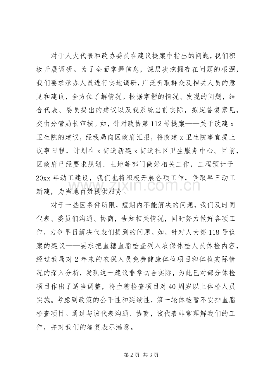 卫生局人大政协建议提案办复情况总结 .docx_第2页