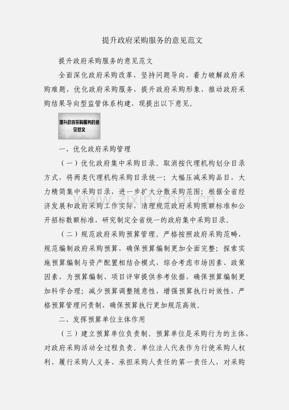 提升政府采购服务的意见范文.docx_第1页