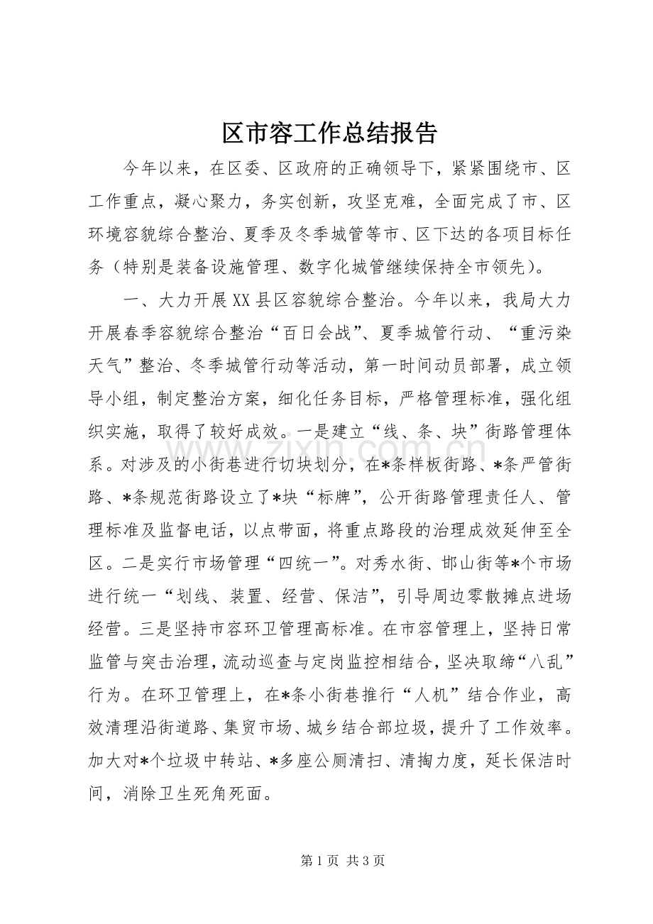 区市容工作总结报告 .docx_第1页