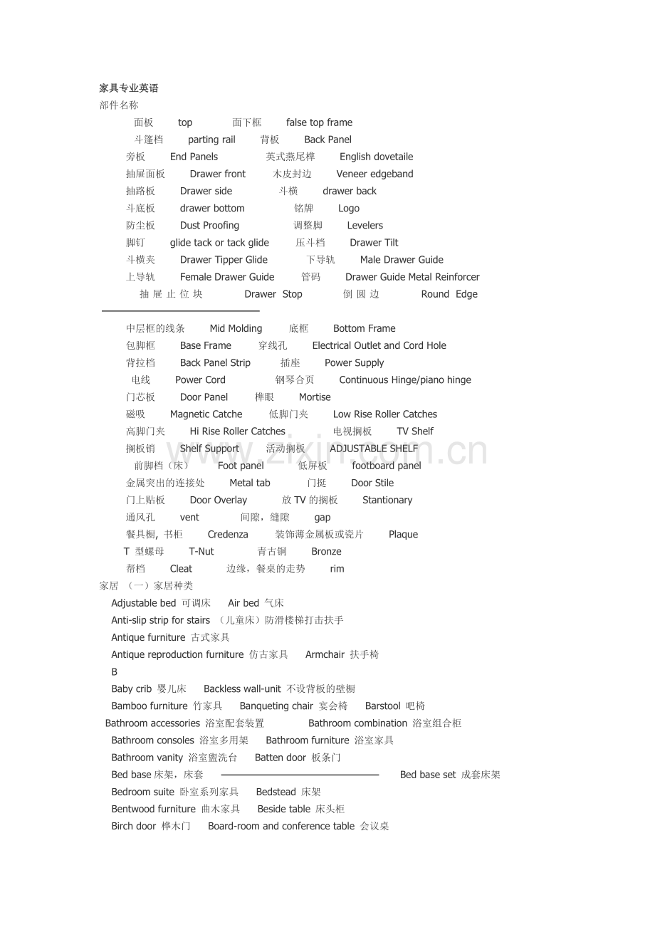 家具专业英语.docx_第1页
