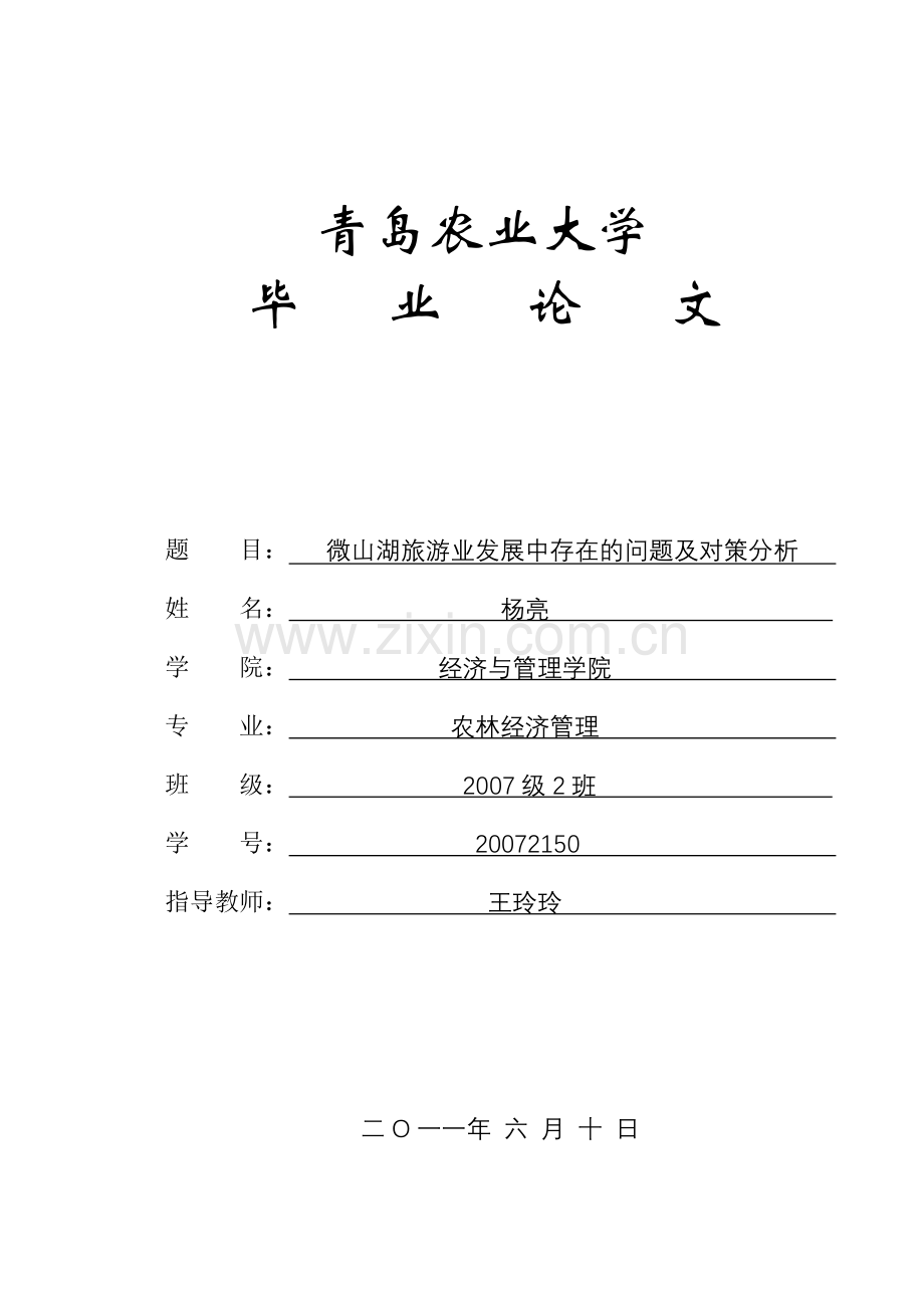 微山湖旅游业发展中存在的问题及对策分析.docx_第1页