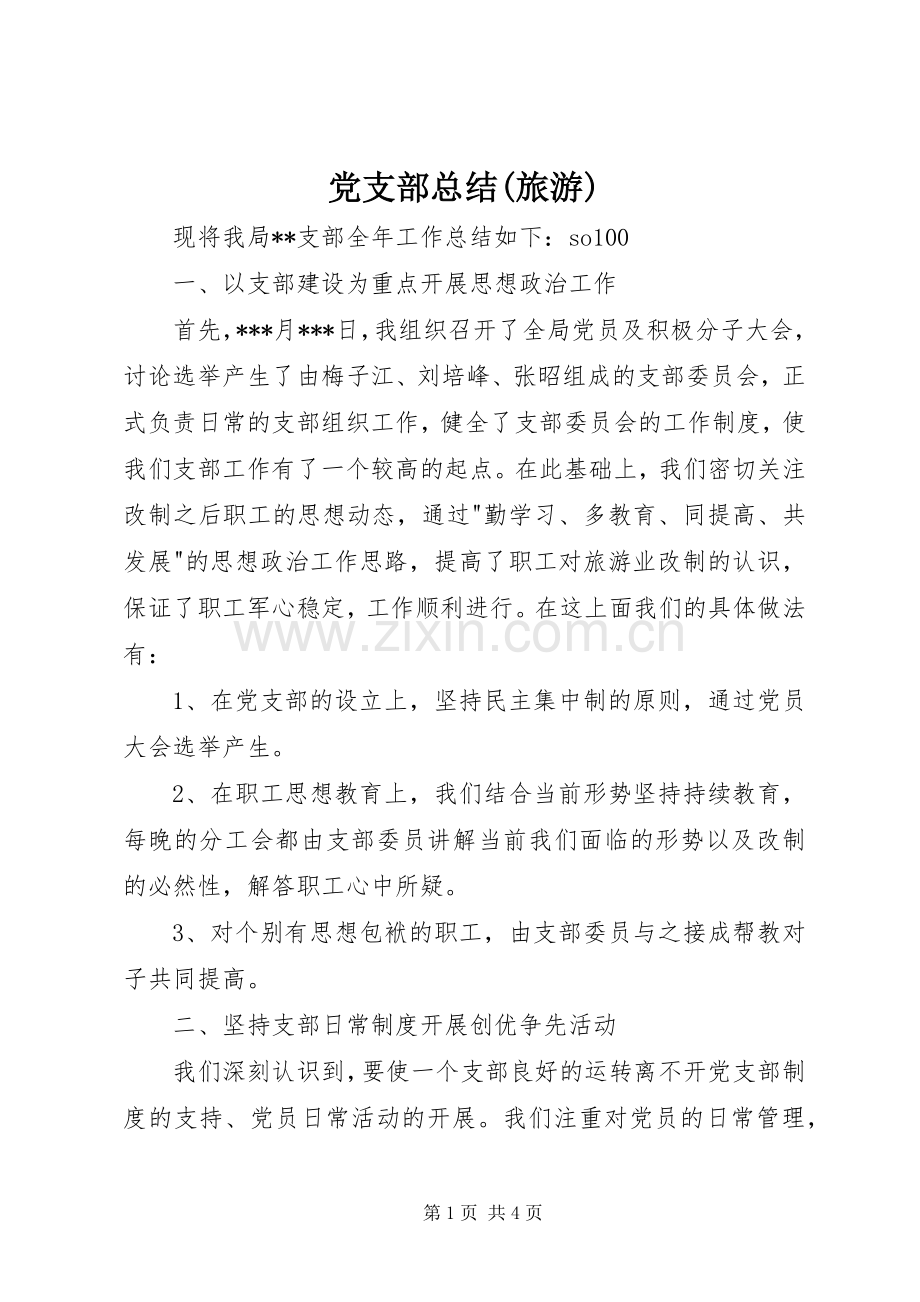 党支部总结(旅游) .docx_第1页