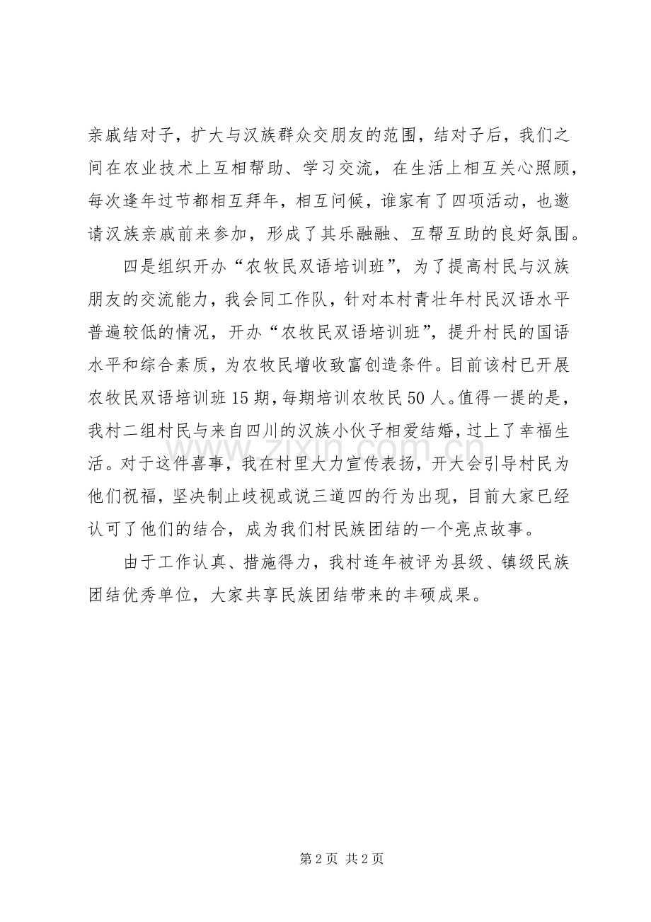 党支部书记推进民族团结工作总结 .docx_第2页