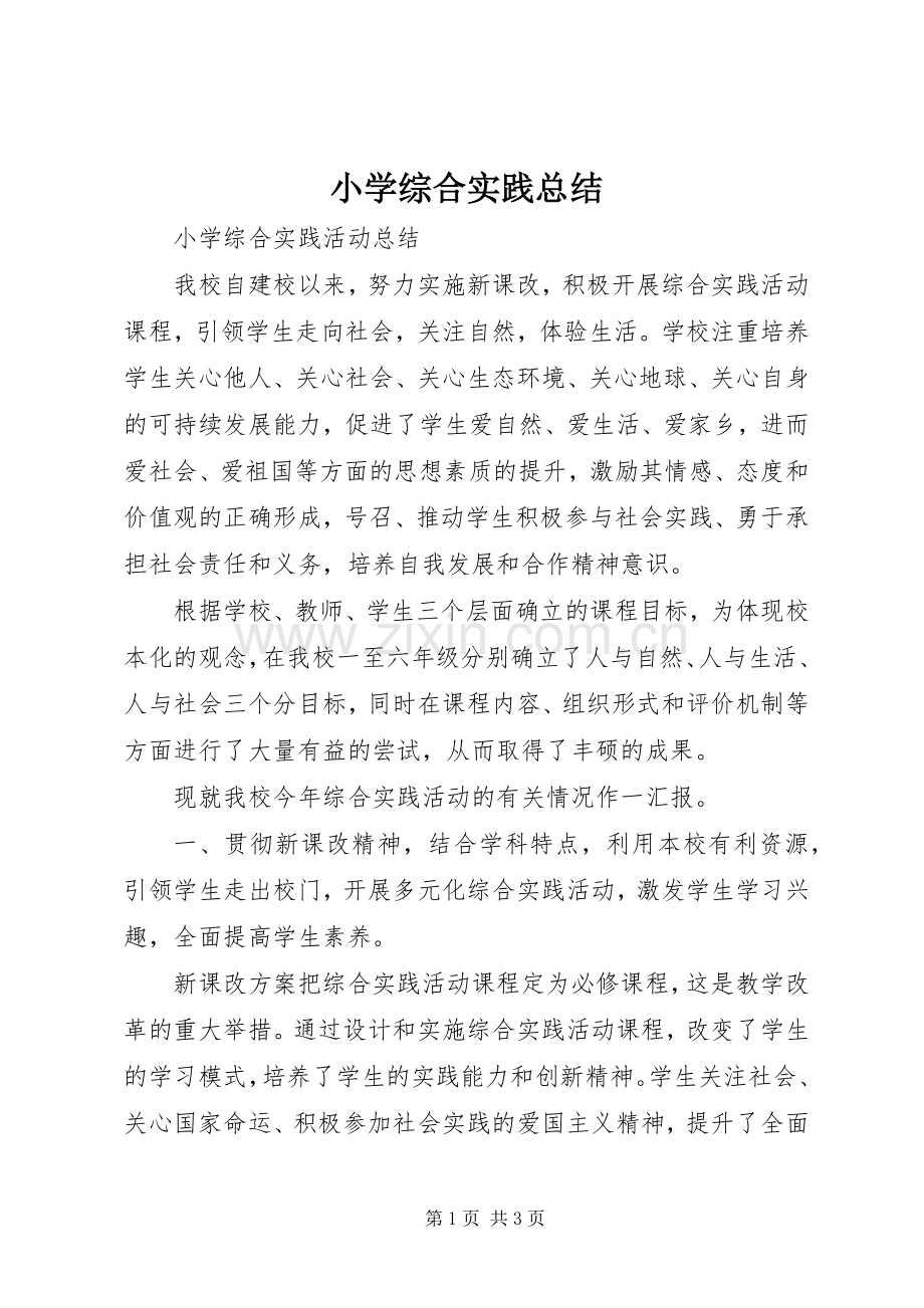 小学综合实践总结 .docx_第1页