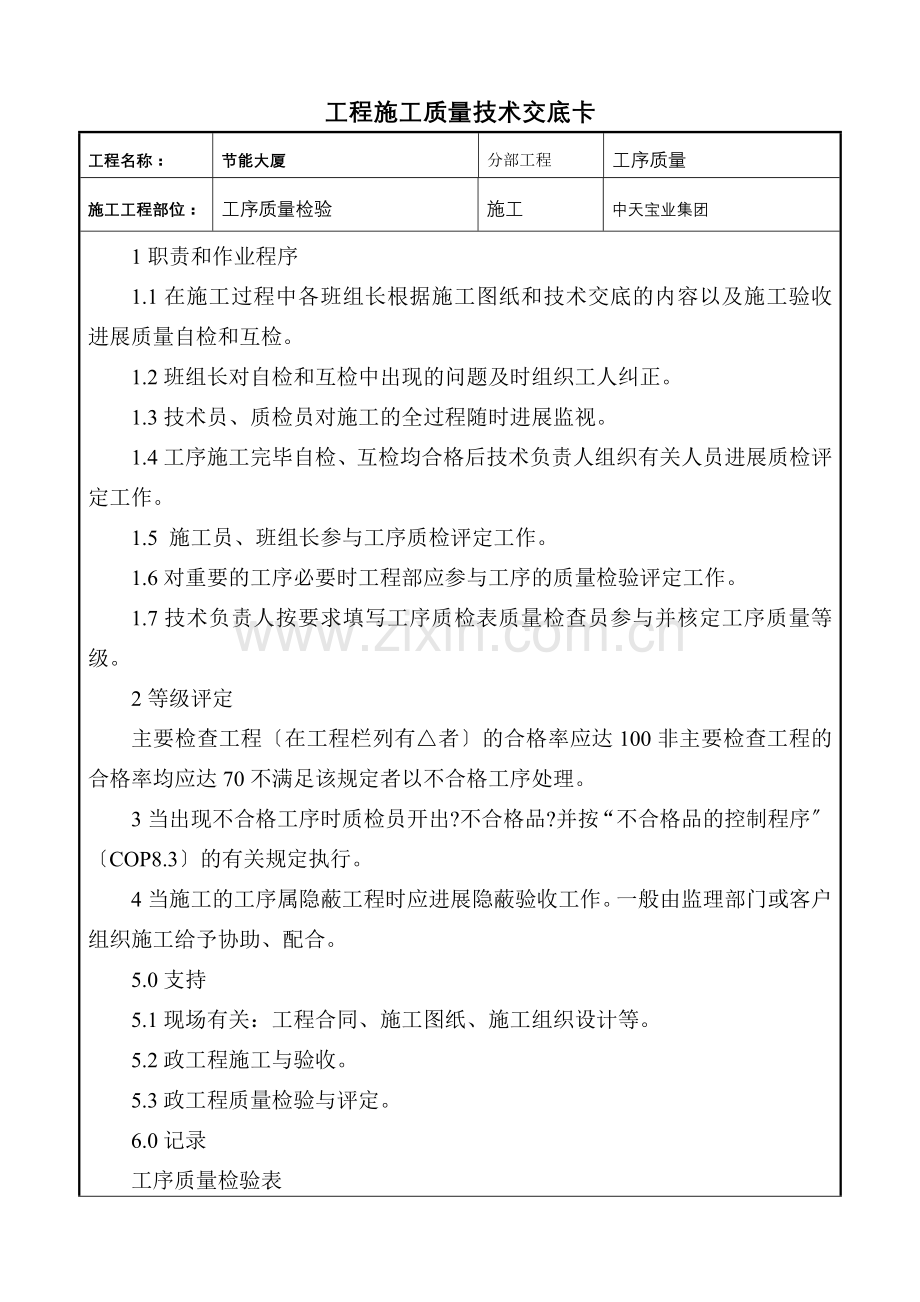 工序质量检验交底卡.doc_第1页