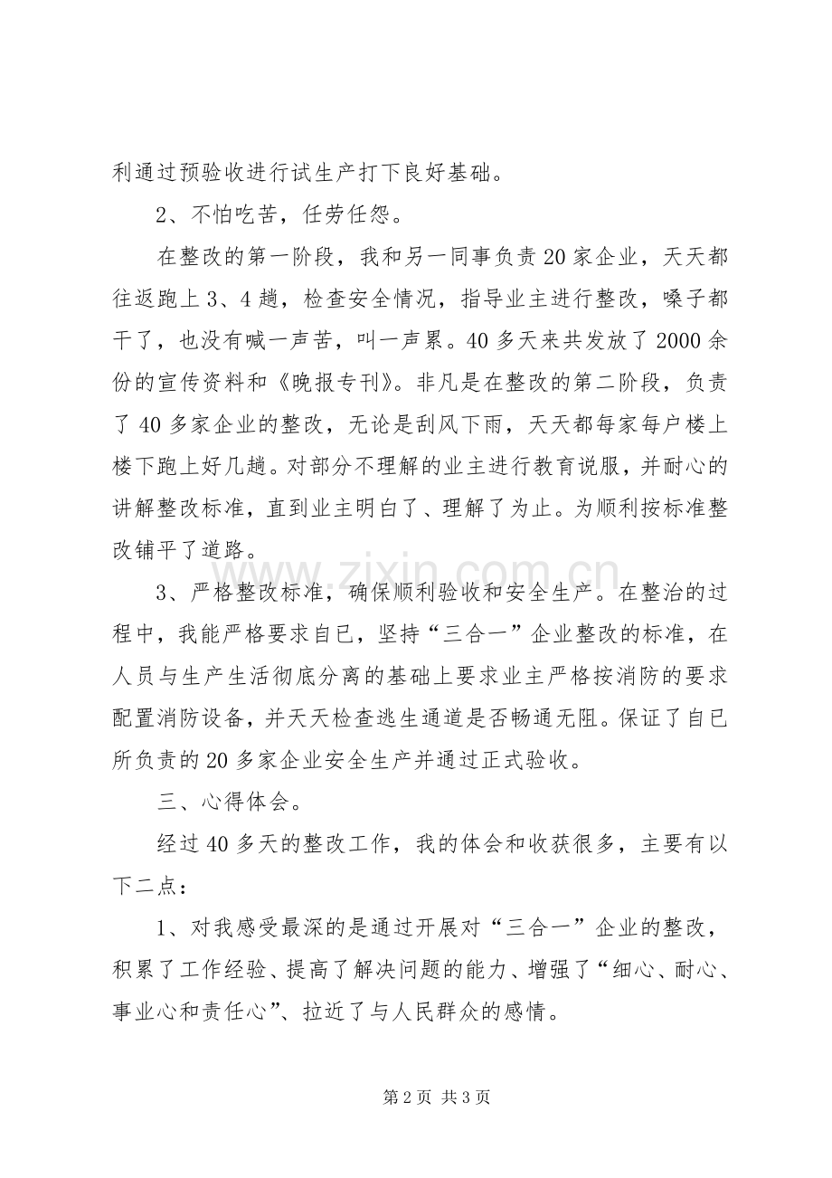 乡镇“三合一”企业专项整治工作个人小结 .docx_第2页