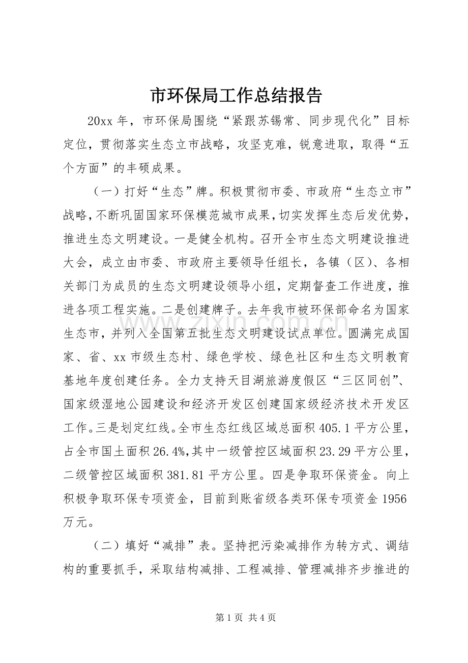 市环保局工作总结报告 .docx_第1页