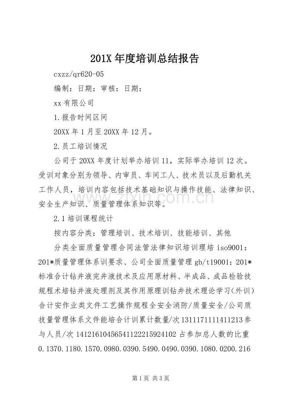 202X年度培训总结报告.docx_第1页