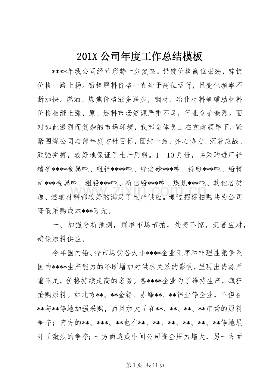 202X公司年度工作总结模板.docx_第1页