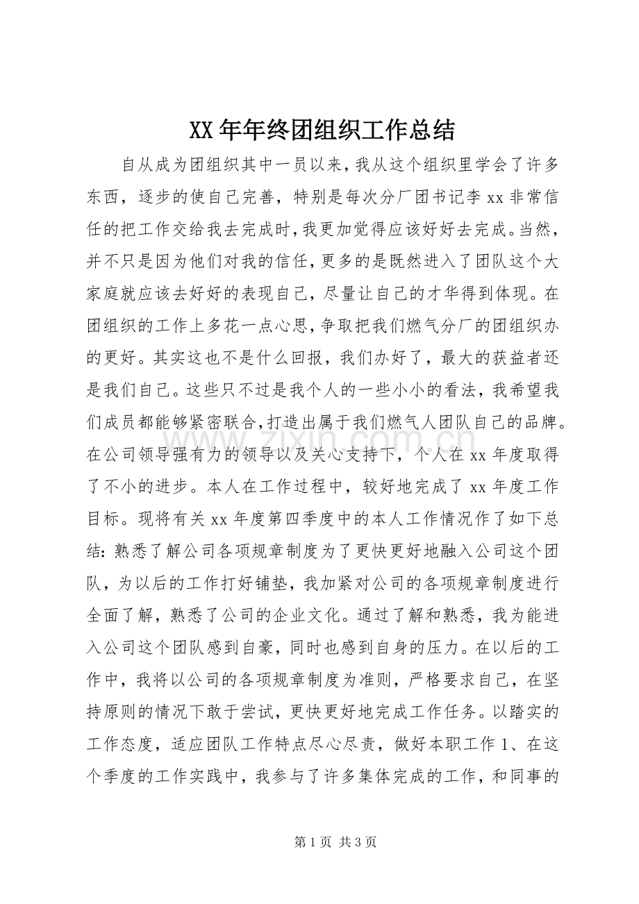 XX年年终团组织工作总结 .docx_第1页