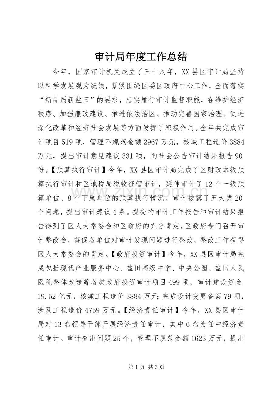 审计局年度工作总结 .docx_第1页