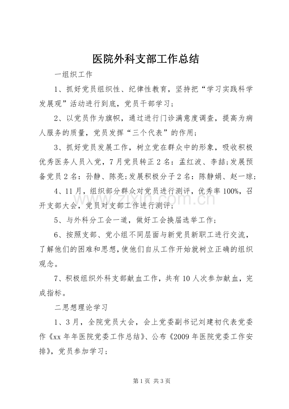 医院外科支部工作总结 .docx_第1页