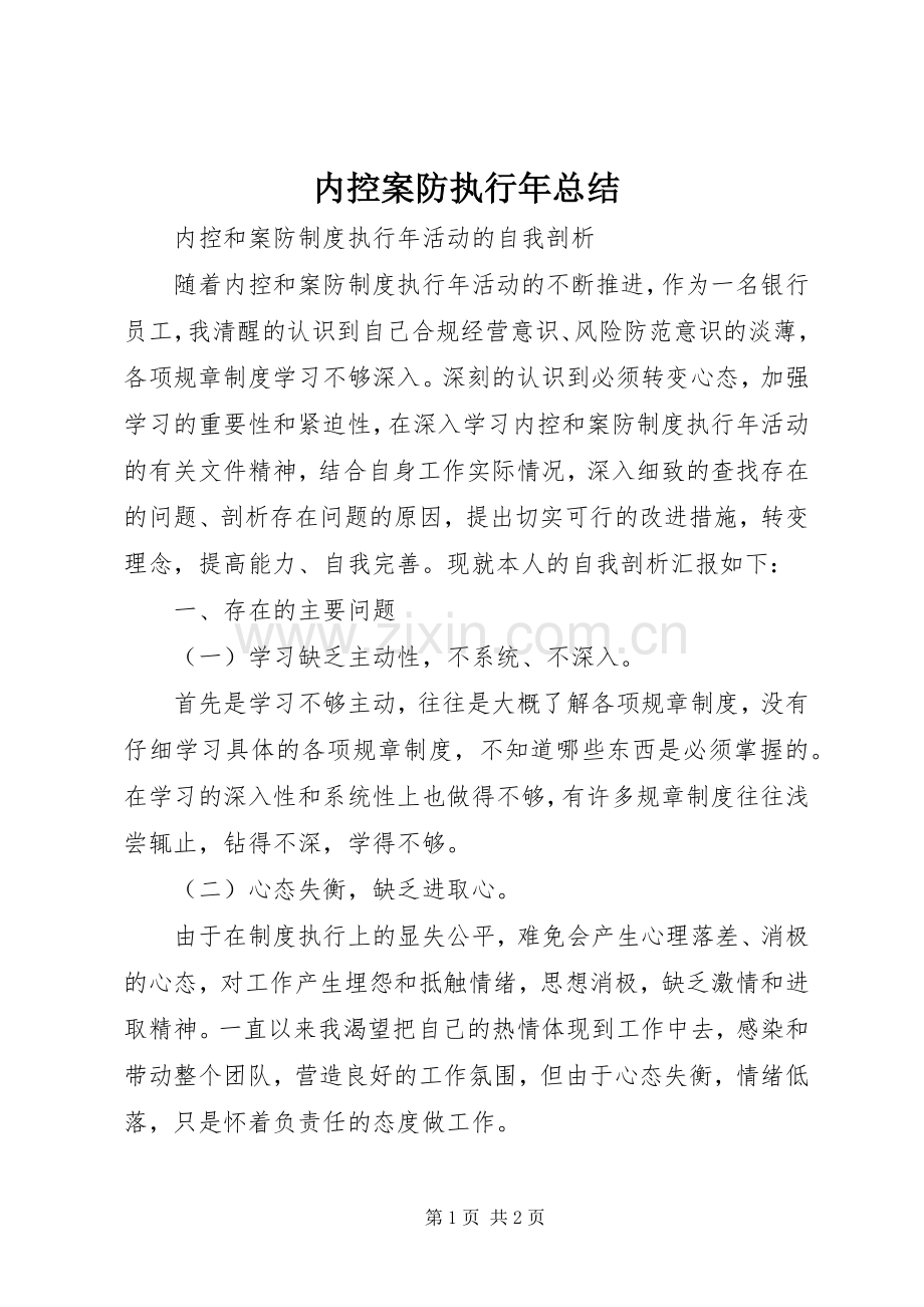 内控案防执行年总结 .docx_第1页