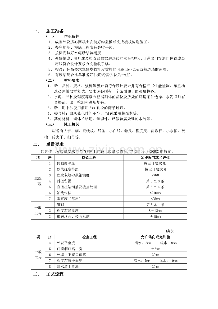 一般砖砌筑工程技术交底.doc_第1页
