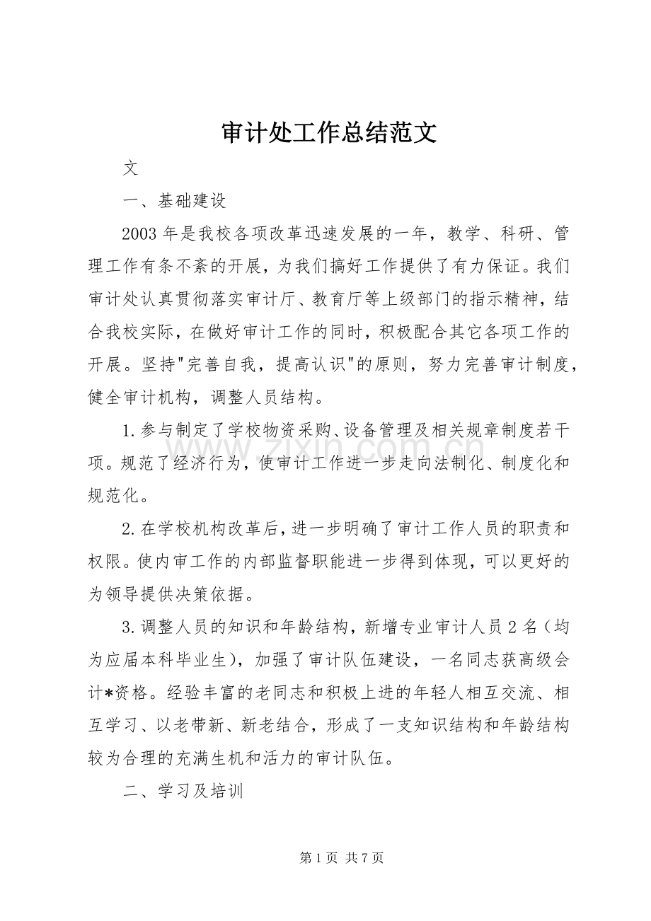 审计处工作总结范文 .docx_第1页