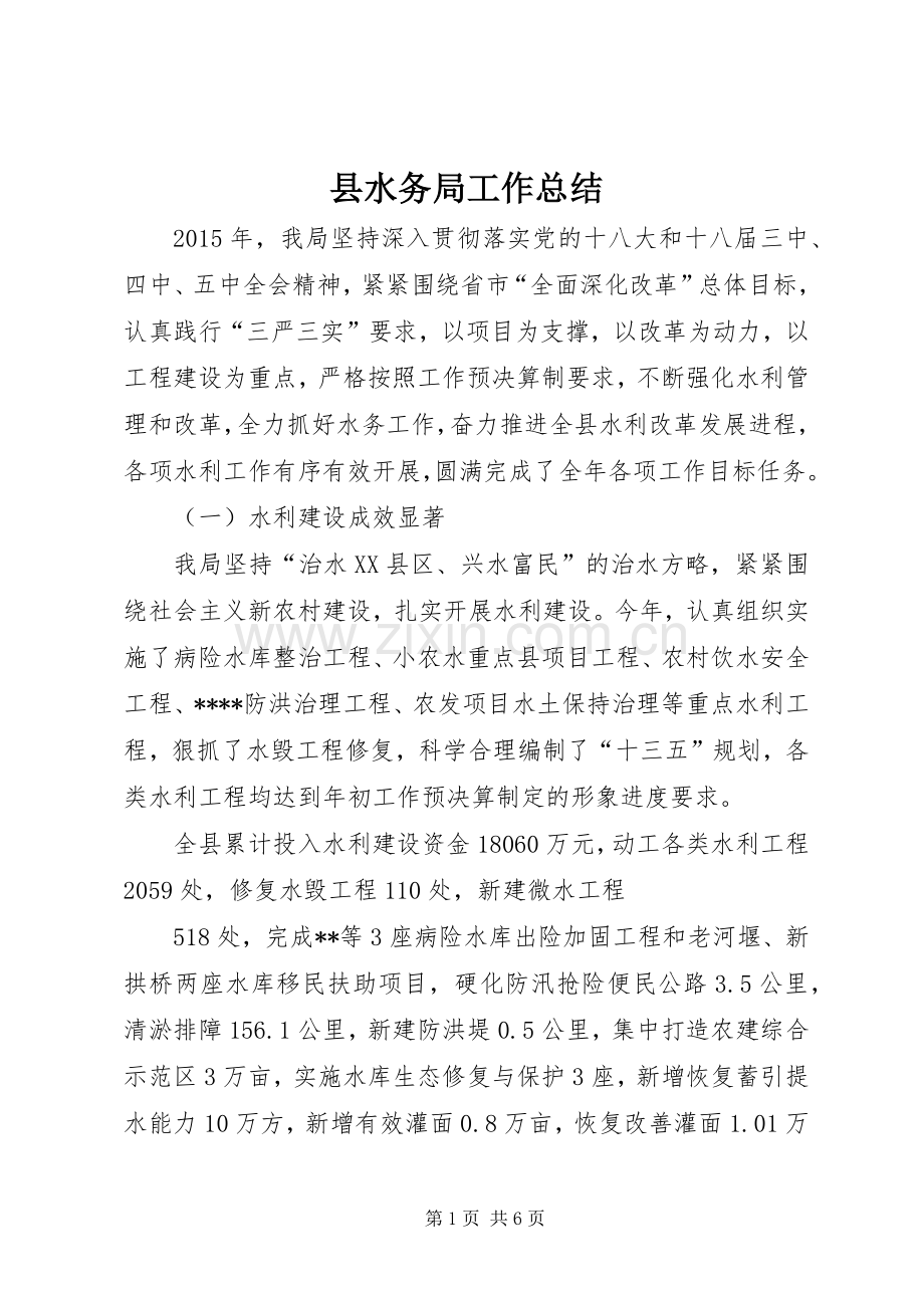 县水务局工作总结 .docx_第1页