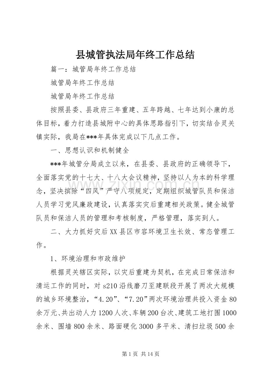 县城管执法局年终工作总结 .docx_第1页