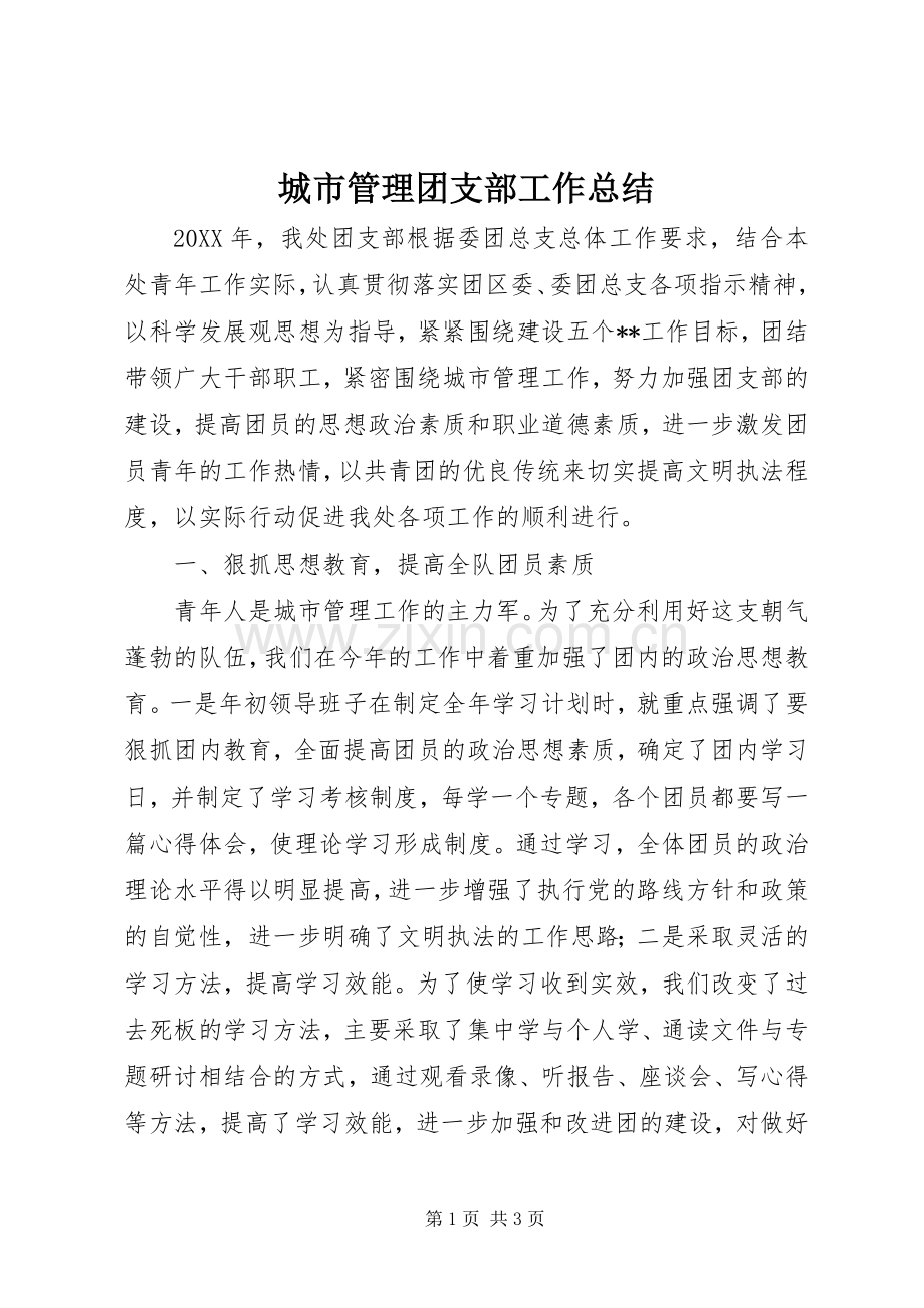城市管理团支部工作总结 .docx_第1页