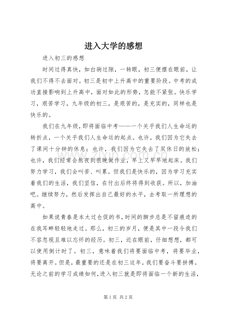 进入大学的感想.docx_第1页
