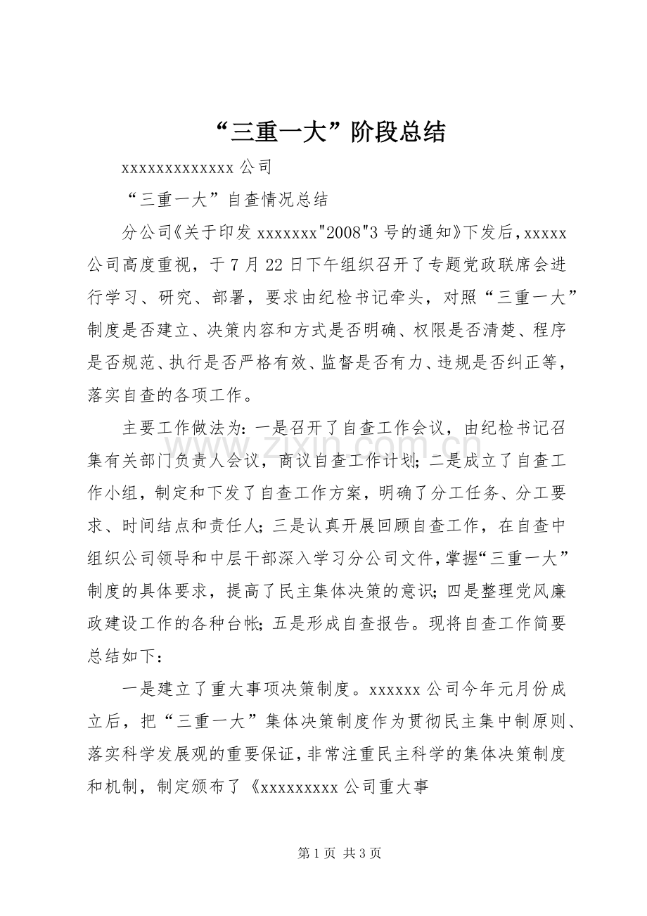 “三重一大”阶段总结 .docx_第1页
