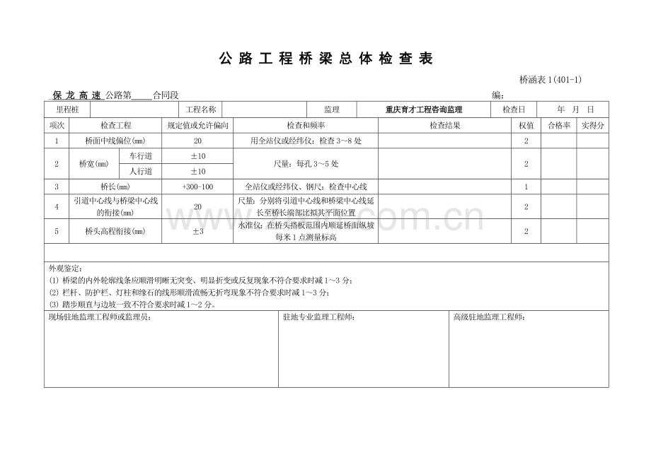 高速公路桥梁工程施工表格.doc_第2页
