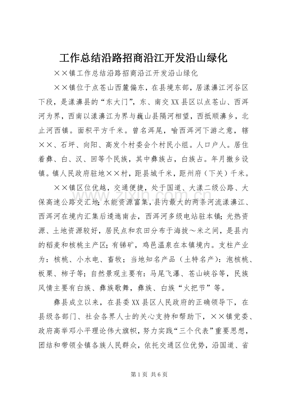 工作总结沿路招商沿江开发沿山绿化 .docx_第1页