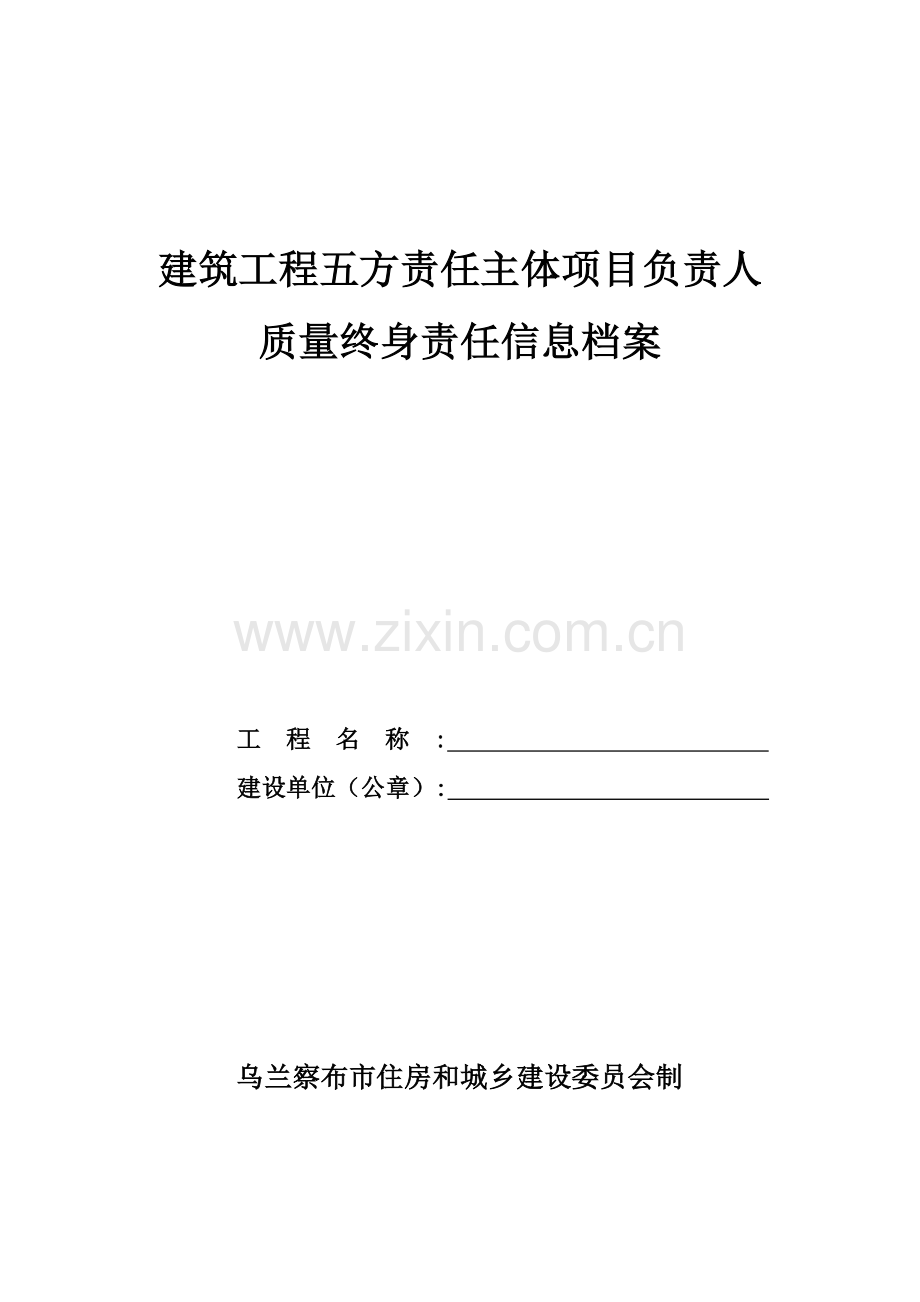 建筑工程主体项目负责人质量终身责任信息档案.docx_第1页