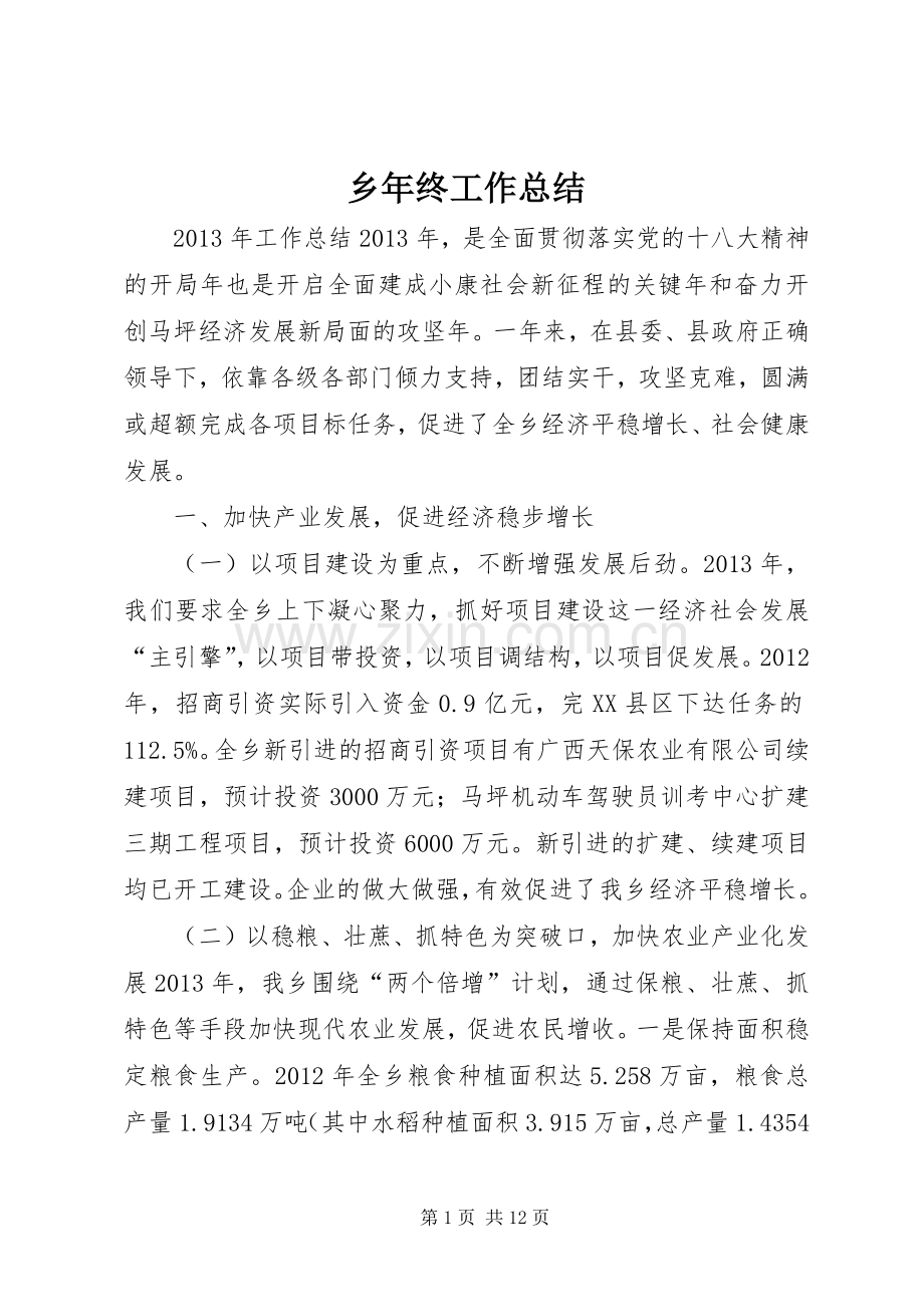 乡年终工作总结 .docx_第1页