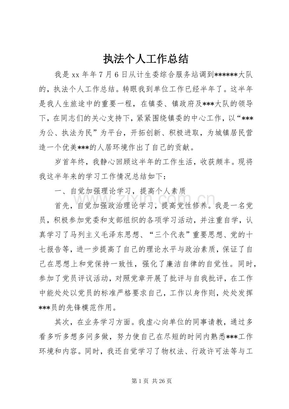 执法个人工作总结 .docx_第1页
