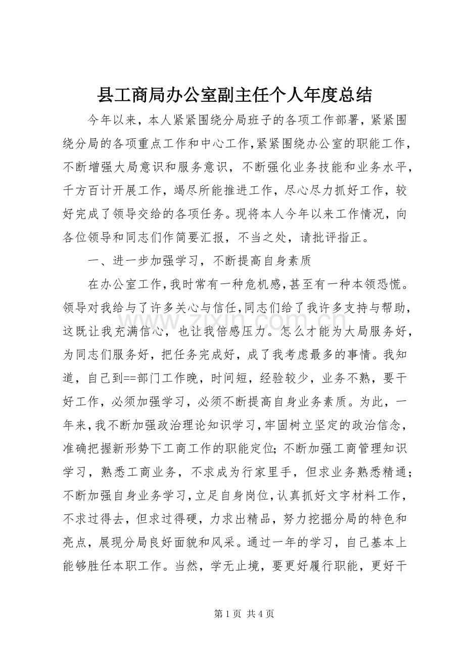 县工商局办公室副主任个人年度总结 .docx_第1页