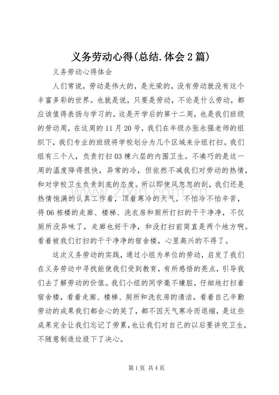 义务劳动心得(总结.体会2篇).docx_第1页