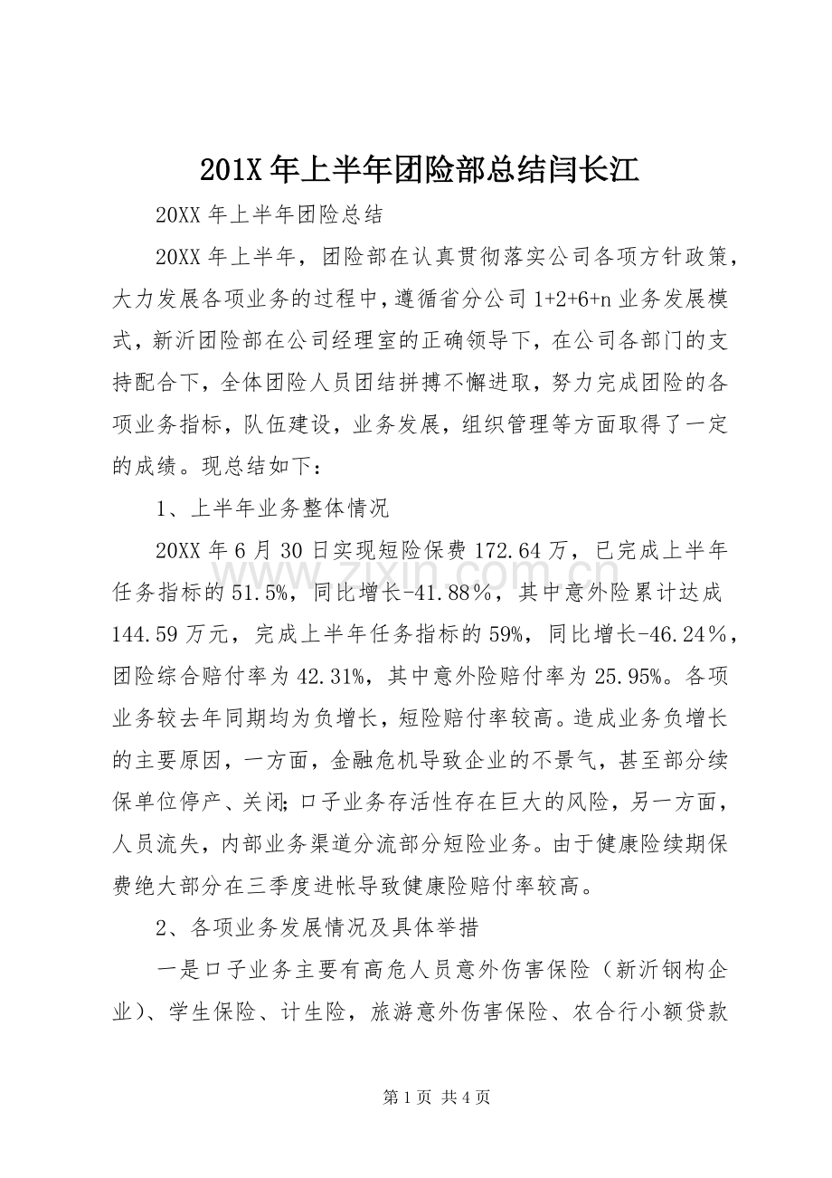 202X年上半年团险部总结闫长江.docx_第1页