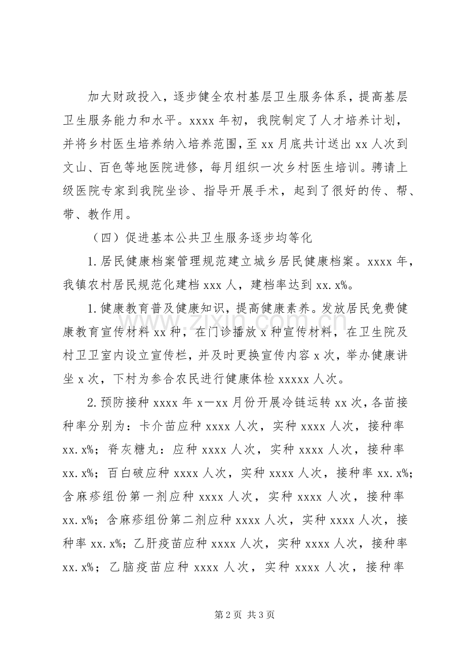 XX年乡镇卫生院工作总结 .docx_第2页