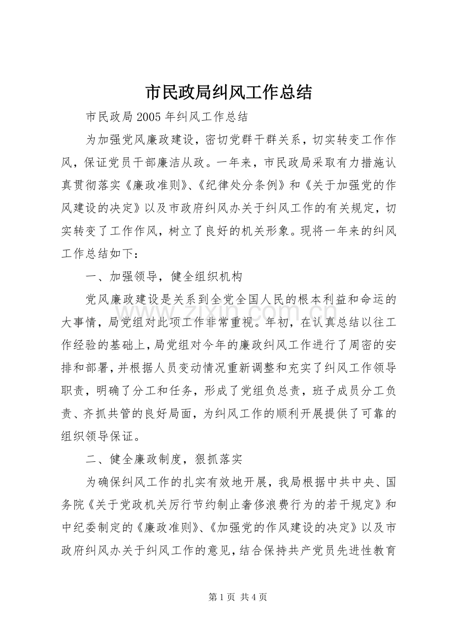 市民政局纠风工作总结 .docx_第1页