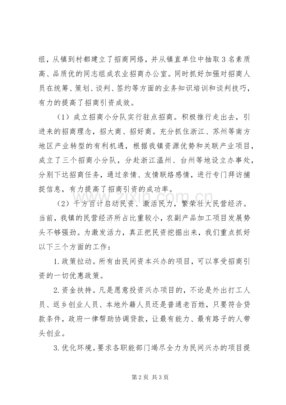 XX农业招商工作总结 .docx_第2页