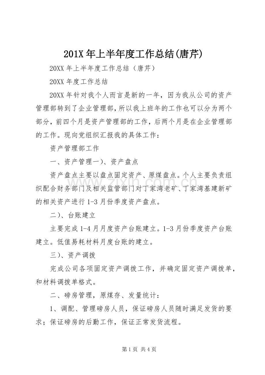 202X年上半年度工作总结(唐芹).docx_第1页