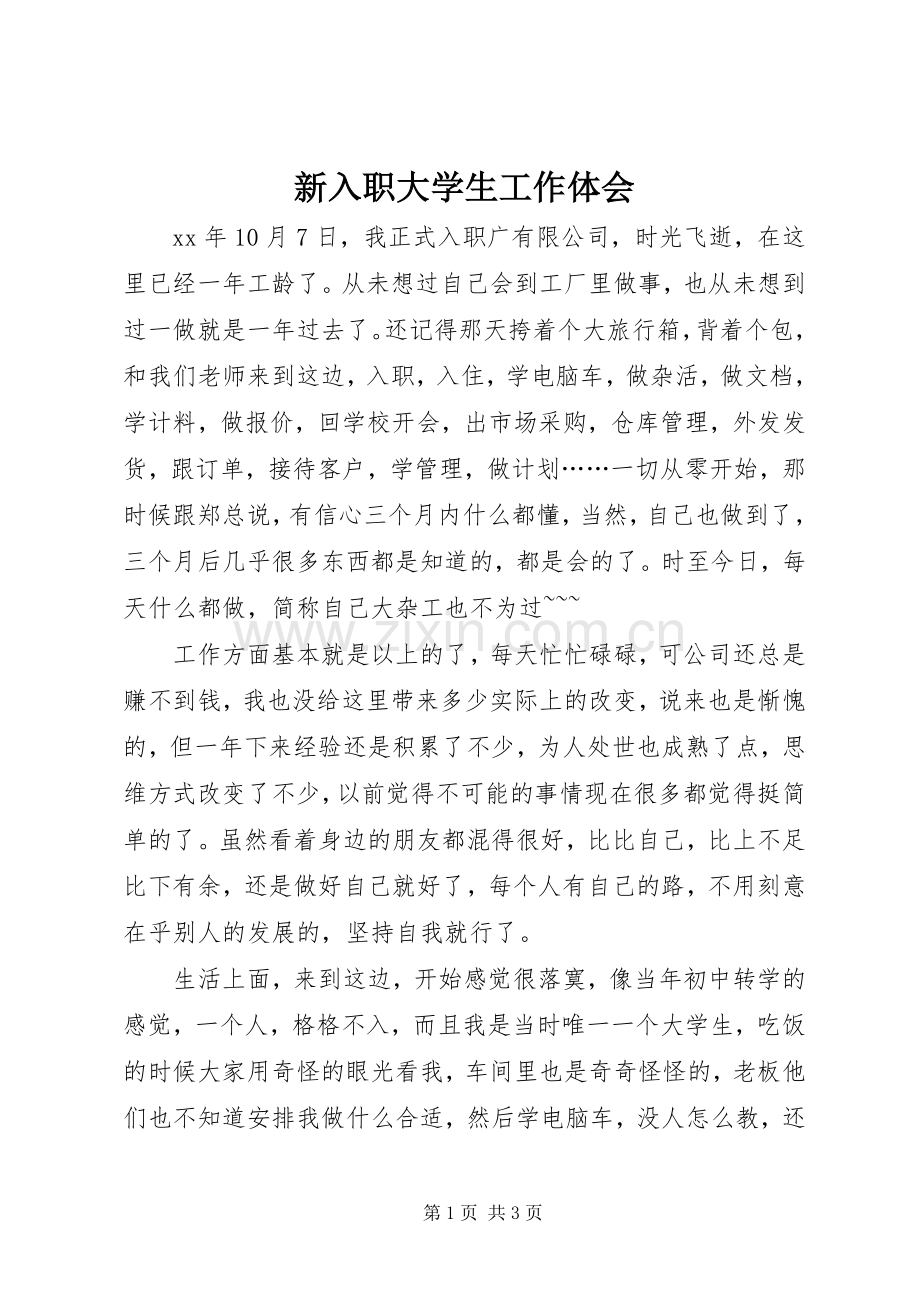 新入职大学生工作体会.docx_第1页