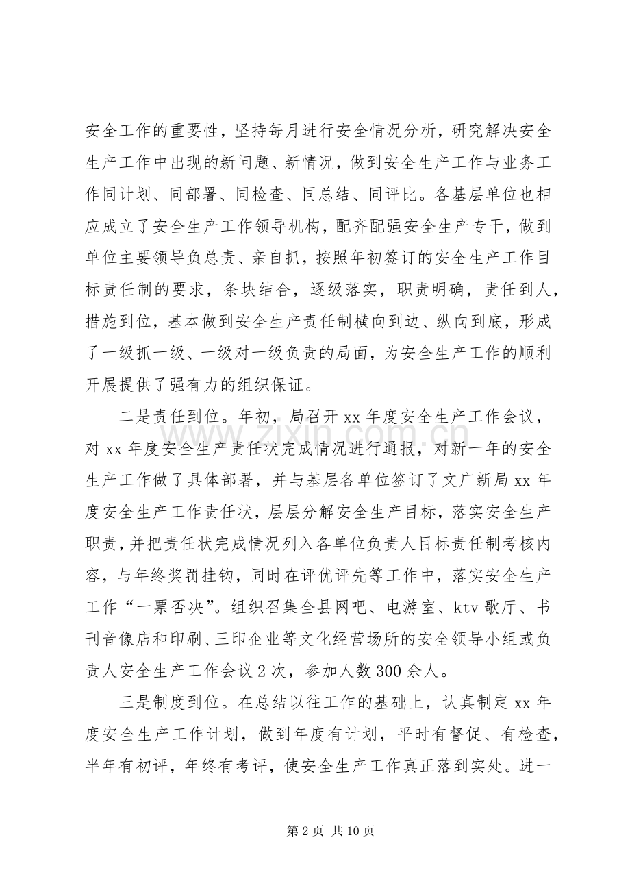 XX年文广新局安全生产工作总结范文 .docx_第2页