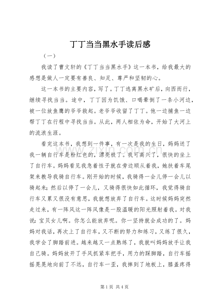 丁丁当当黑水手读后心得.docx_第1页