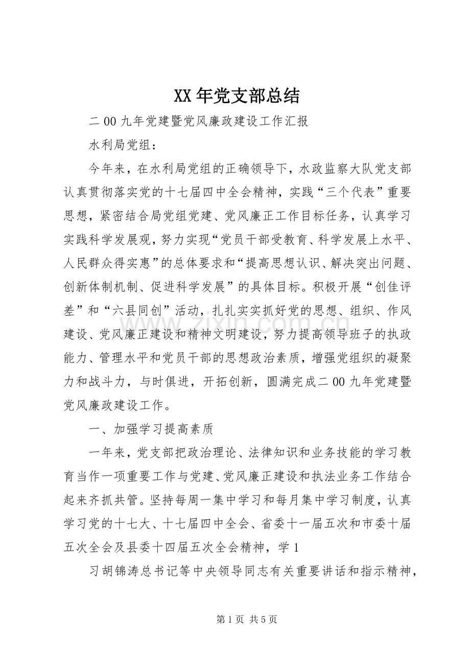 XX年党支部总结 .docx_第1页
