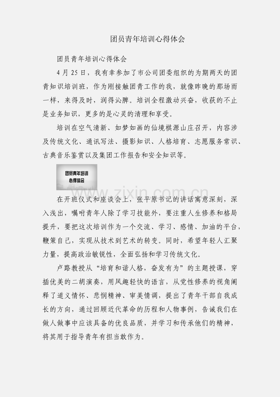 团员青年培训心得体会.docx_第1页