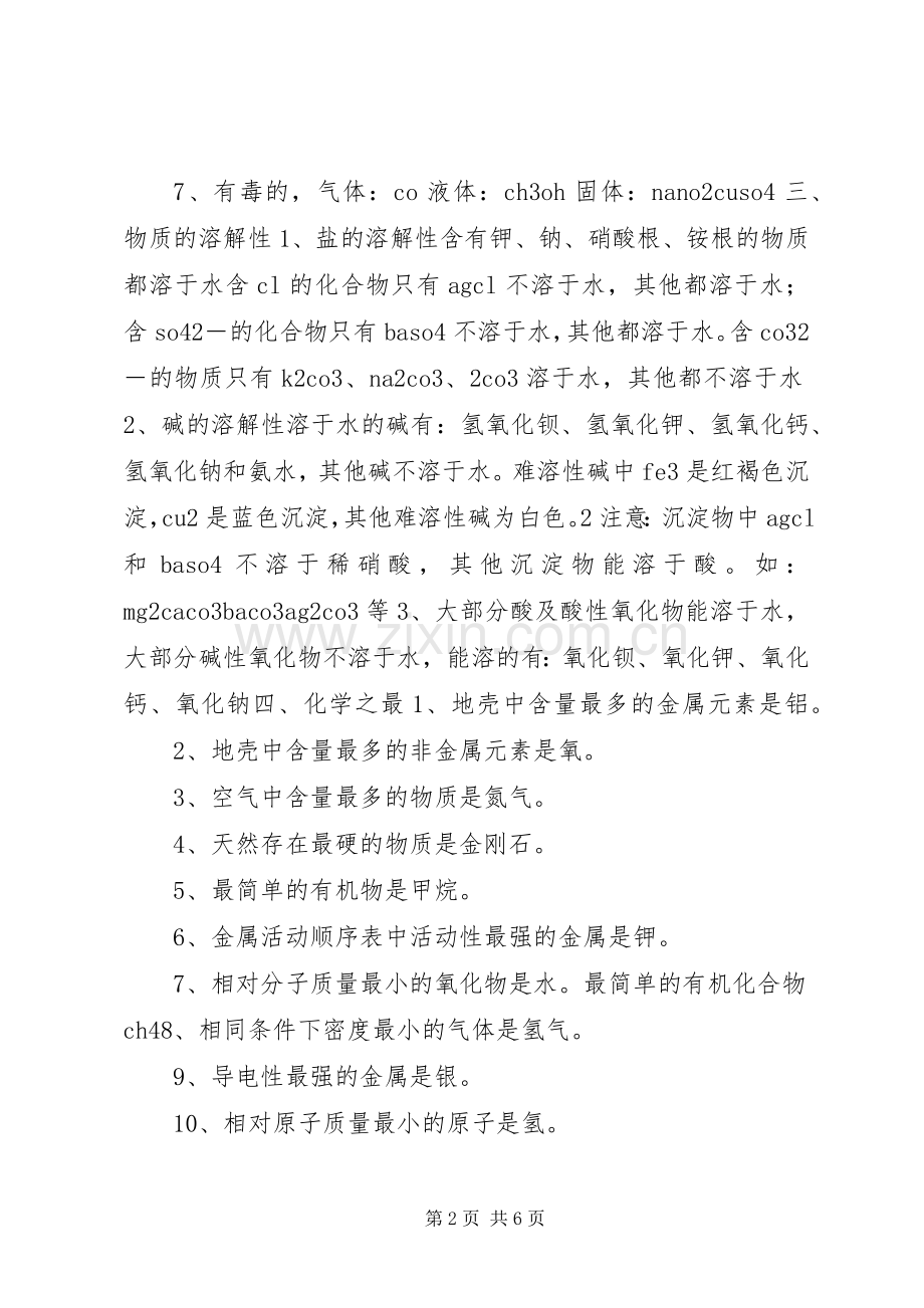 20XX年中考化学知识总结.docx_第2页