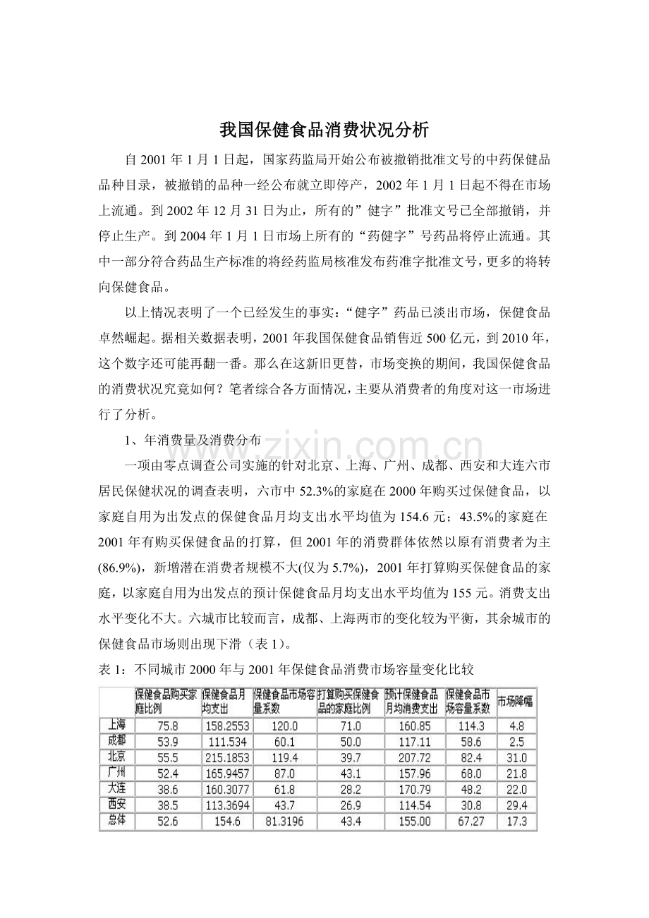 我国保健食品消费状况分析.docx_第1页