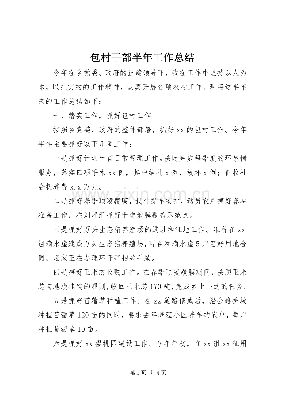 包村干部半年工作总结 .docx_第1页
