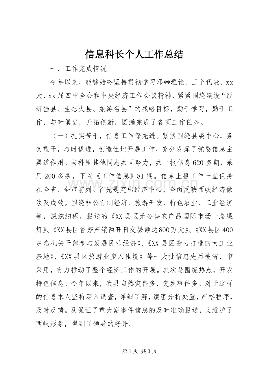 信息科长个人工作总结 .docx_第1页