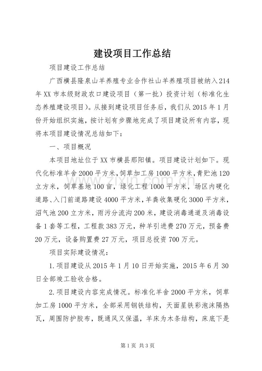 建设项目工作总结 .docx_第1页