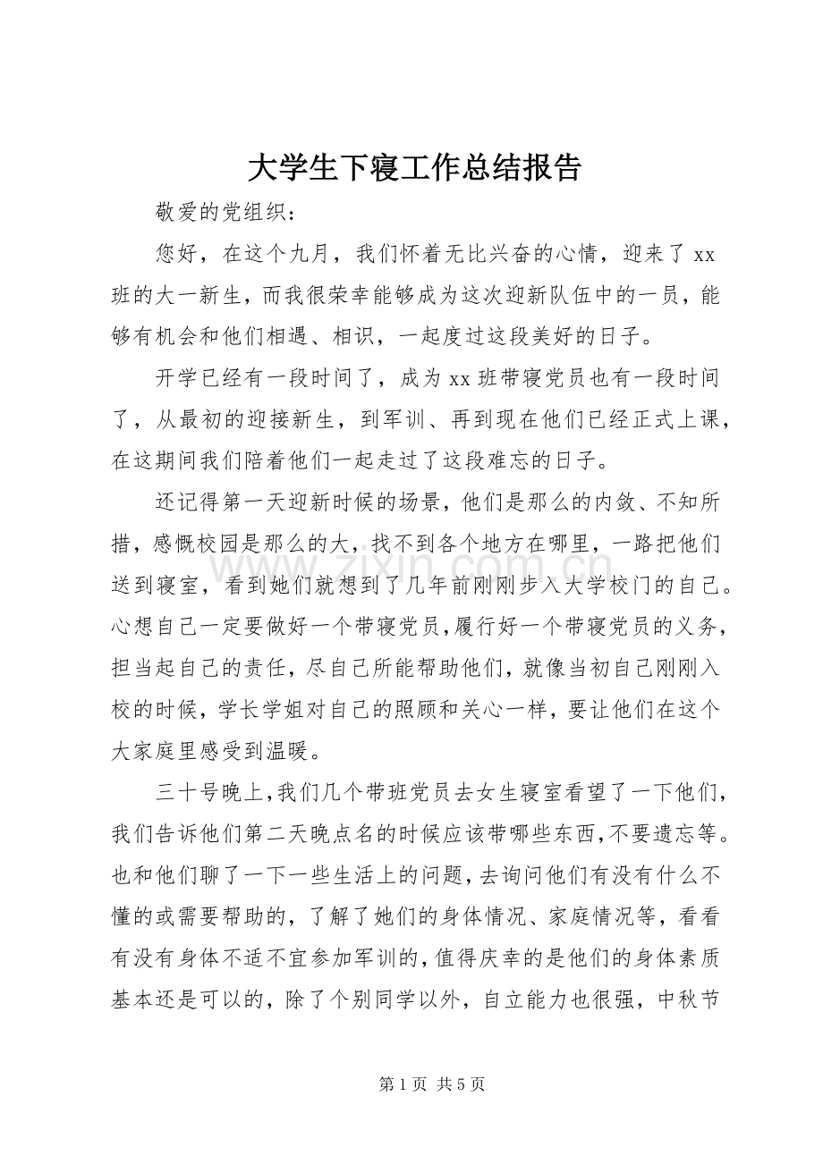 大学生下寝工作总结报告 .docx_第1页