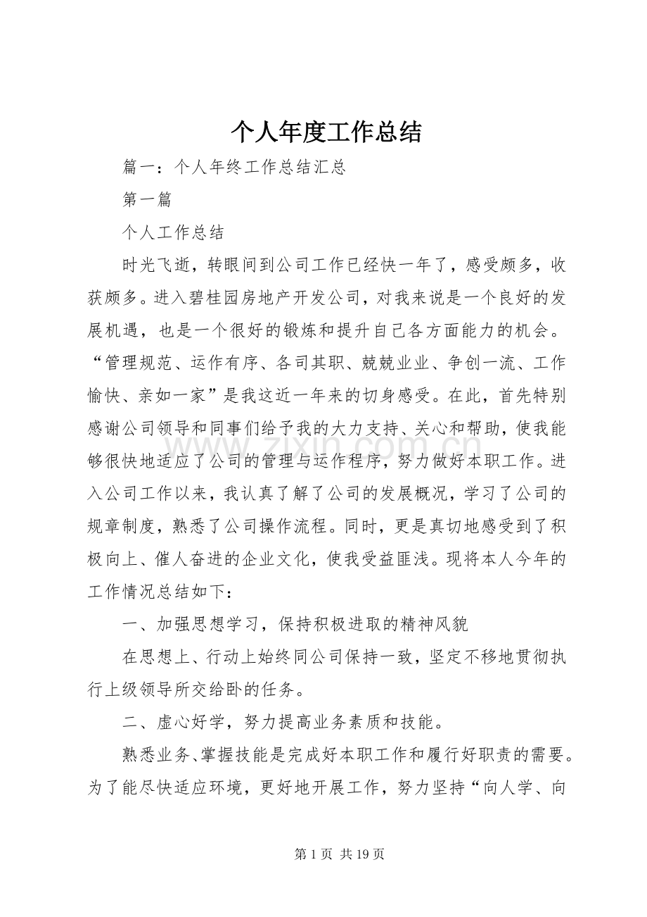 个人年度工作总结 (22).docx_第1页
